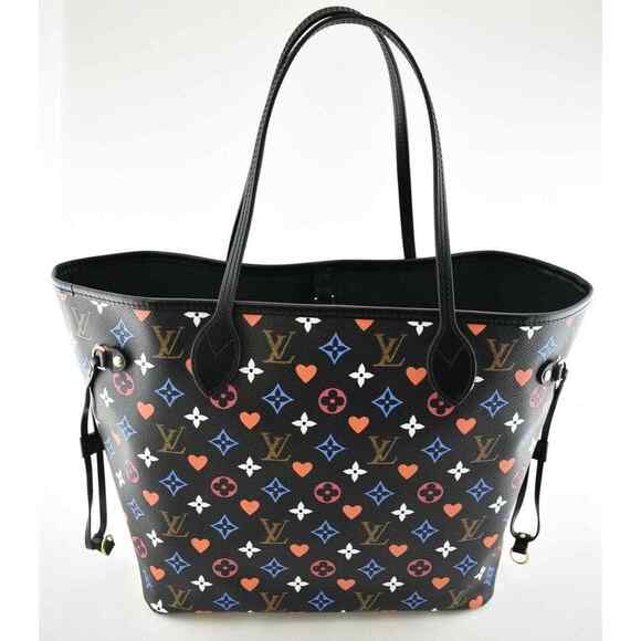 Louis Vuitton Game On Neverfull MM Black Red Heart Tote Top Handle Shoulder Bag - Picture 8 of 13
